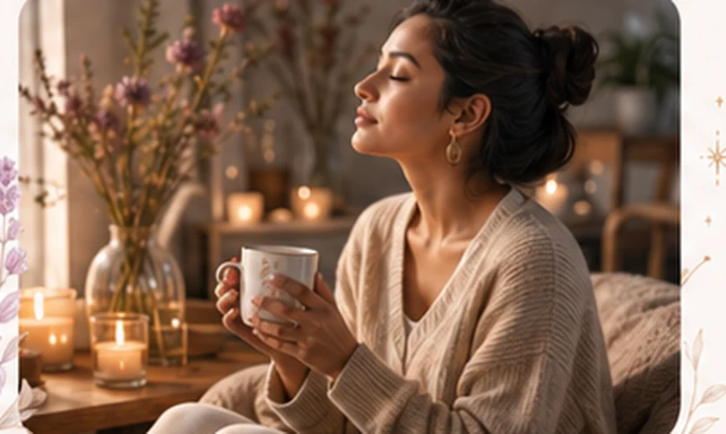 Woman in a calm RhythmBlisss article moment