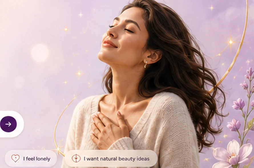 Woman in calm wellbeing moment