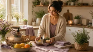 Warm editorial home-care scene for a long family weekend
